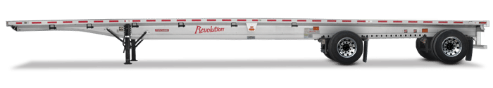 Side view of a flatbed equipment trailer