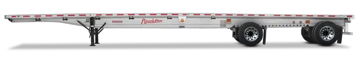 Side view of a flatbed equipment trailer